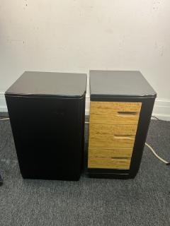 PAIR OF MODERNIST ART DECO BURLWOOD BLACL LACQUER NIGHTSTANDS - 3735291