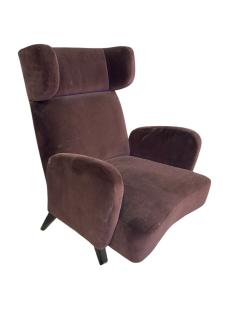 PAIR OF MODERNIST DEEP PURPLE VELOUR ITALIAN WINGBACK CHAIRS - 4463449