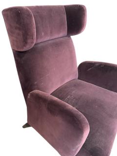 PAIR OF MODERNIST DEEP PURPLE VELOUR ITALIAN WINGBACK CHAIRS - 4463458