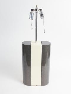 PAIR OF MODERNIST LACQUERED GREY AND BEIGE WOOD TABLE LAMPS - 3083024