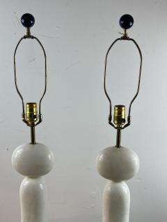 PAIR OF MODERNIST SCULPTED WHITE AND BLACK MARBLE LAMPS - 1204455