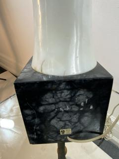 PAIR OF MODERNIST SCULPTED WHITE AND BLACK MARBLE LAMPS - 1204456