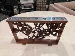 PAIR OF MODERNIST WALNUT STERLING MENORAHS BY DAVID MOSS AND NOAH GREENBERG - 2804237