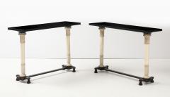 PAIR OF NEOCLASSICAL STYLE MARBLE AND PATINATED BRONZE CONSOLE TABLES - 4228107