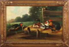 PAIR OF OIL ON CANVAS PAINTINGS DEPICTING CHICKENS AND DUCKS - 3565773