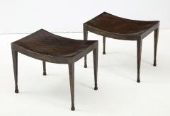 PAIR OF PATINATED AND GILT IRON STOOLS - 1843689