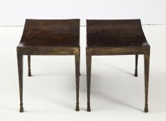 PAIR OF PATINATED AND GILT IRON STOOLS - 2140098