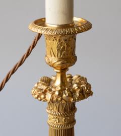 PAIR OF RESTAURATION PERIOD GILT BRONZE CANDLESTICKS CONVERTED TO TABLE LAMPS - 3551135