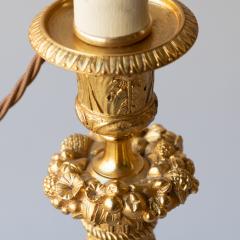 PAIR OF RESTAURATION PERIOD GILT BRONZE CANDLESTICKS CONVERTED TO TABLE LAMPS - 3551137