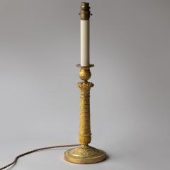 PAIR OF RESTAURATION PERIOD GILT BRONZE CANDLESTICKS CONVERTED TO TABLE LAMPS - 3874450