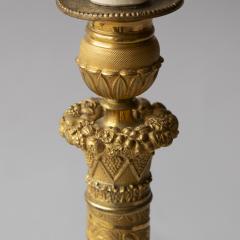 PAIR OF RESTAURATION PERIOD GILT BRONZE CANDLESTICKS CONVERTED TO TABLE LAMPS - 3874459