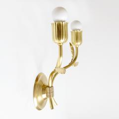 PAIR OF SCANDINAVIAN MODERN FLORAL DOUBLE ARM SCONCES IN BRASS - 2510926