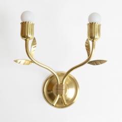 PAIR OF SCANDINAVIAN MODERN FLORAL DOUBLE ARM SCONCES IN BRASS - 2510931