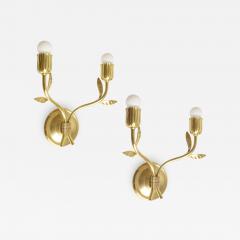 PAIR OF SCANDINAVIAN MODERN FLORAL DOUBLE ARM SCONCES IN BRASS - 2515535