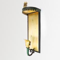 PAIR OF SWEDISH ART DECO SCONCES WITH PATINATED CANOPY  - 1178808