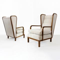 PAIR OF SWEDISH ART DECO WINGBACK UPHOLSTERED ARMCHAIRS - 3620862