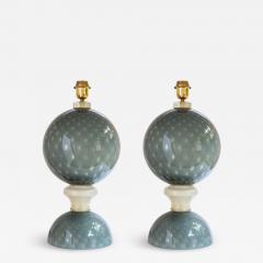 PAIR OF TABLE LAMPS BLOWN GREY MURANO GLASS - 2144706