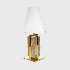 PAIR OF TABLE LAMPS ITALIAN DESIGN GLASS CLEAR GOLD BRASS - 2586123