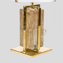 PAIR OF TABLE LAMPS ITALIAN DESIGN GLASS CLEAR GOLD BRASS - 2586125