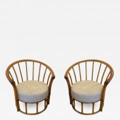PAIR OF VINTAGE BARREL BACK RATTAN CHAIRS - 2711573