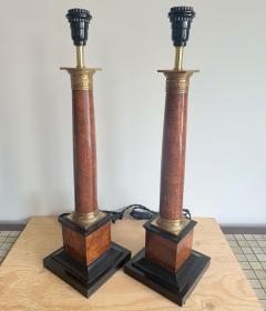 PAIR OF WOOD COLUMN LAMPS - 4409538