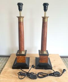 PAIR OF WOOD COLUMN LAMPS - 4409544