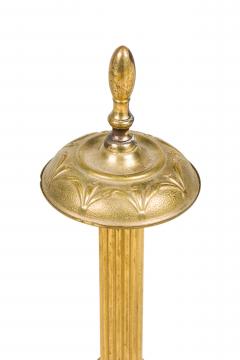 PAIR of English Georgian style brass fluted andirons with finial tops - 4408020