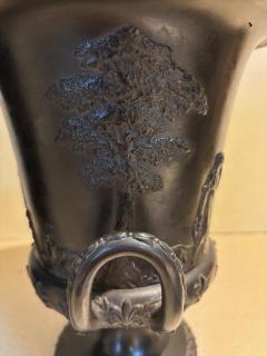 PAIR of English Victorian black Basalt Wedgwood porcelain urns - 4635061