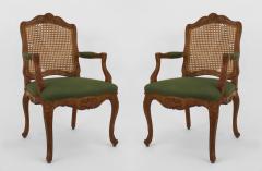 PAIR of French Louis XV Provincial 18th Cent oak open arm chairs - 4639727