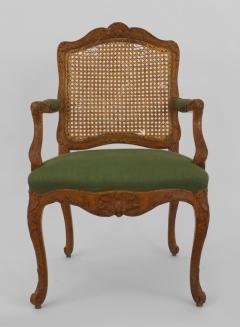 PAIR of French Louis XV Provincial 18th Cent oak open arm chairs - 4639729