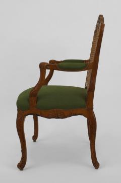 PAIR of French Louis XV Provincial 18th Cent oak open arm chairs - 4639730