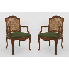 PAIR of French Louis XV Provincial 18th Cent oak open arm chairs - 4692977