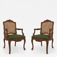 PAIR of French Louis XV Provincial 18th Cent oak open arm chairs - 4693218