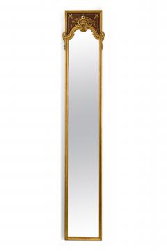 PAIR of French Louis XV style gilt and walnut pilaster framed vertical wall mirr - 4635126
