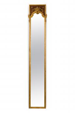 PAIR of French Louis XV style gilt and walnut pilaster framed vertical wall mirr - 4635127