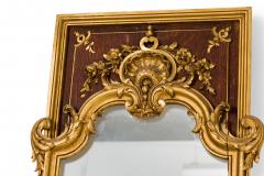 PAIR of French Louis XV style gilt and walnut pilaster framed vertical wall mirr - 4635128