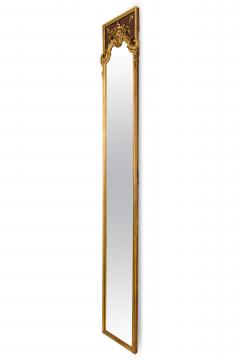 PAIR of French Louis XV style gilt and walnut pilaster framed vertical wall mirr - 4635129