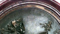 PAIR of French Victorian round walnut framed bronze wall plaques - 4658855