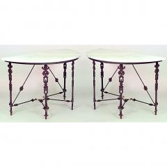 PAIR of Outdoor American Victorian wrought iron 4 legged console tables - 4649557