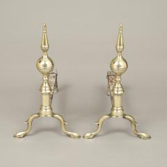 PAIR of STEEPLE TOP FEDERAL ANDIRONS WITH MATCHING TOOLS - 1729933