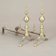 PAIR of STEEPLE TOP FEDERAL ANDIRONS WITH MATCHING TOOLS - 1729934