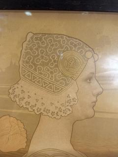 PAUL BERTHON EARLY FRENCH ART NOUVEAU QUEEN WILHELMINA FRAMED LITHOGRAPH - 4304840