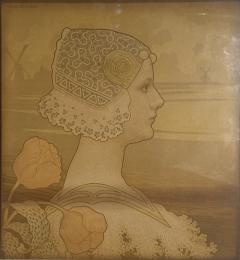 PAUL BERTHON EARLY FRENCH ART NOUVEAU QUEEN WILHELMINA FRAMED LITHOGRAPH - 4305965