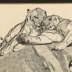 PAUL JOUVE Paul Jouve Tigers au repose Tigers resting Circa 1930 - 2093045