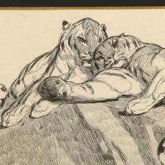 PAUL JOUVE Paul Jouve Tigers au repose Tigers resting Circa 1930 - 4653633