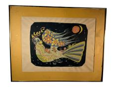 PENCIL SIGNED ABSTRACT BIRD TITLED FLIGHT - 4503381