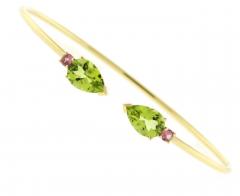 PERIDOT AND PINK TOURMALINE FLEXIBLE CUFF BRACELET - 3717873