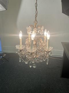 PETITE ITALIAN BRASS AND GLASS CRYSTAL FIVE LIGHT CHANDELIER - 3747872