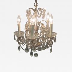 PETITE ITALIAN BRASS AND GLASS CRYSTAL FIVE LIGHT CHANDELIER - 3751533