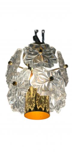 PETITE MID CENTURY GLASS FLOWER BRASS CHANDELIER - 4477037